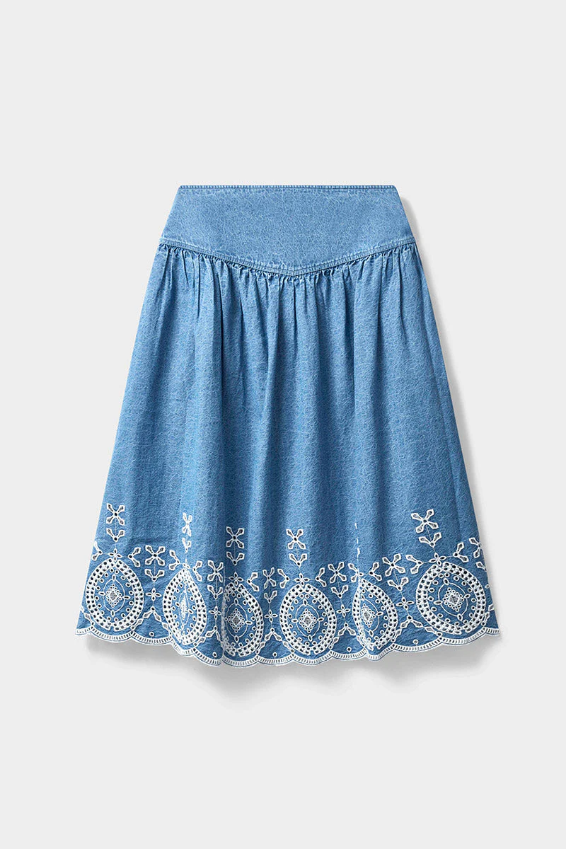 Coralie Denim Broderie Skirt 2