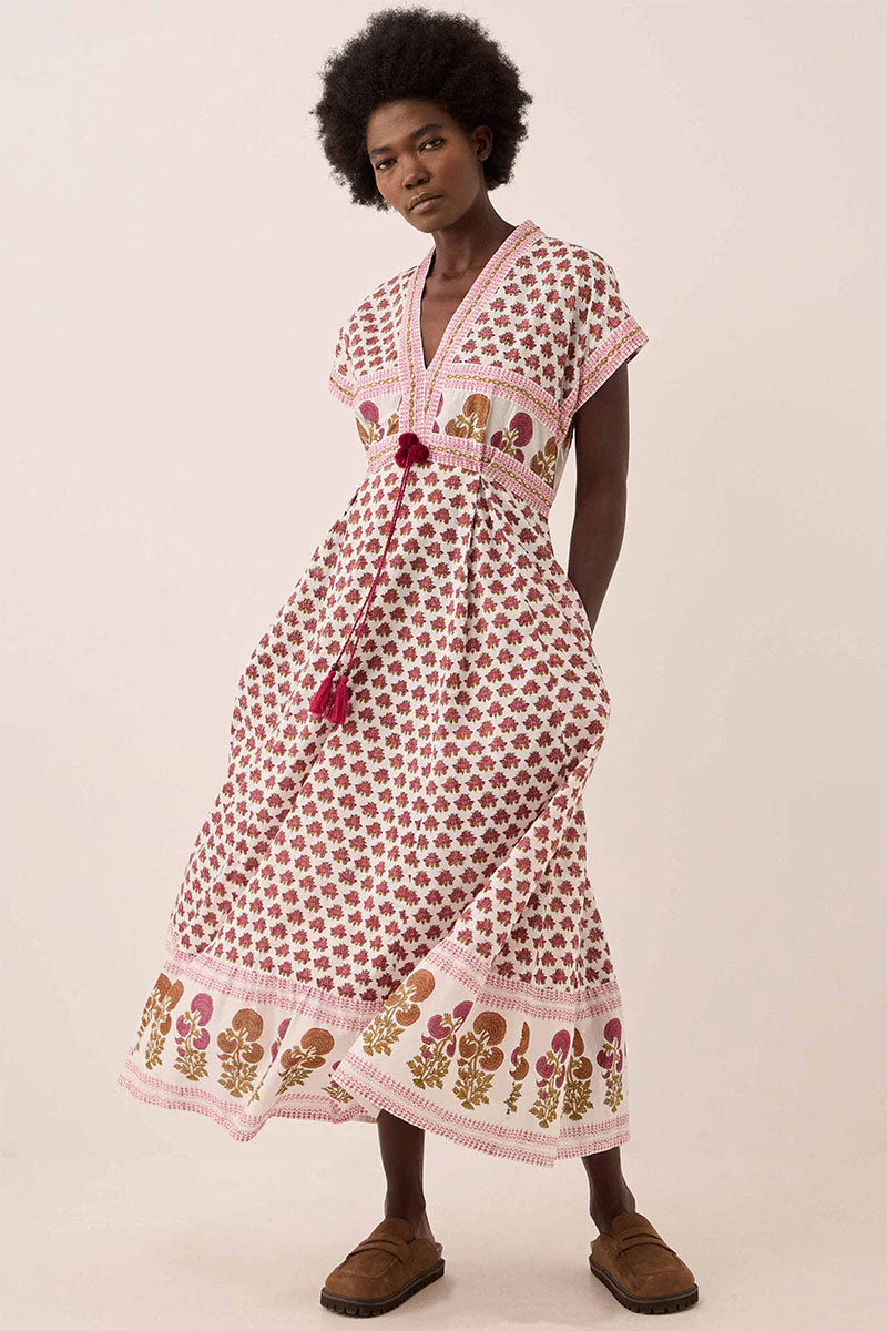 Karmen Hand Woodblock Cotton Dress