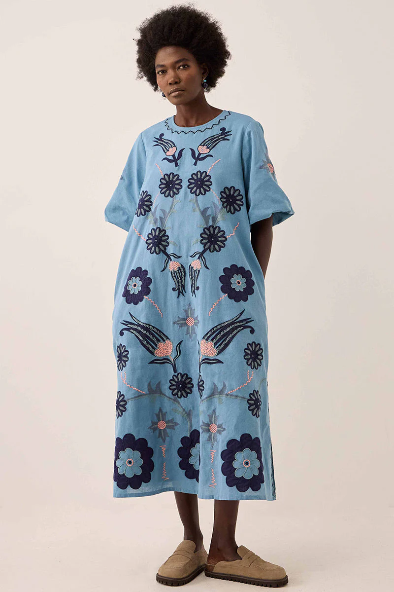 Anyar Applique Placement Embroidery Dress