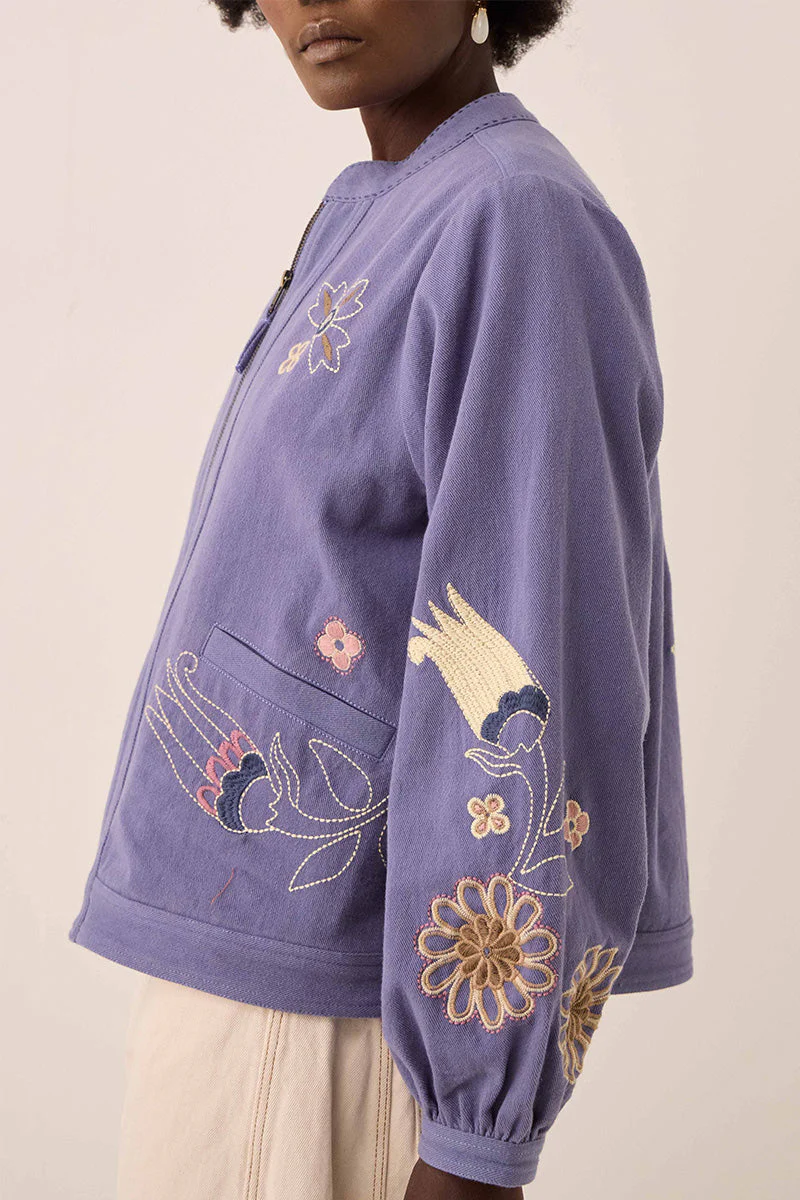 Anyar Botanical Embroidered Cotton Twill Jacket